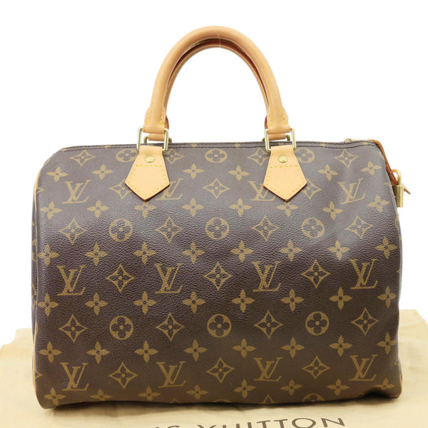 LOUIS VUITTON Speedy 30 Monogram Canvas Satchel Bag Brown