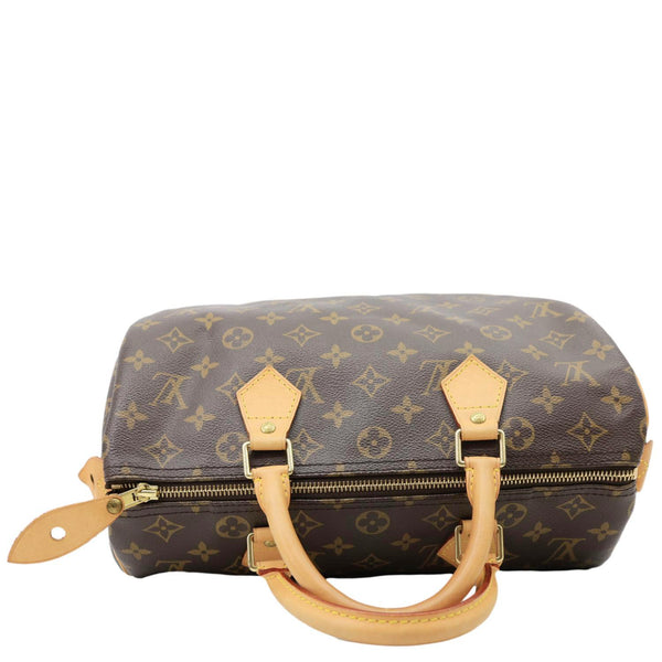 LOUIS VUITTON Speedy 30 Monogram Canvas Satchel Bag Brown
