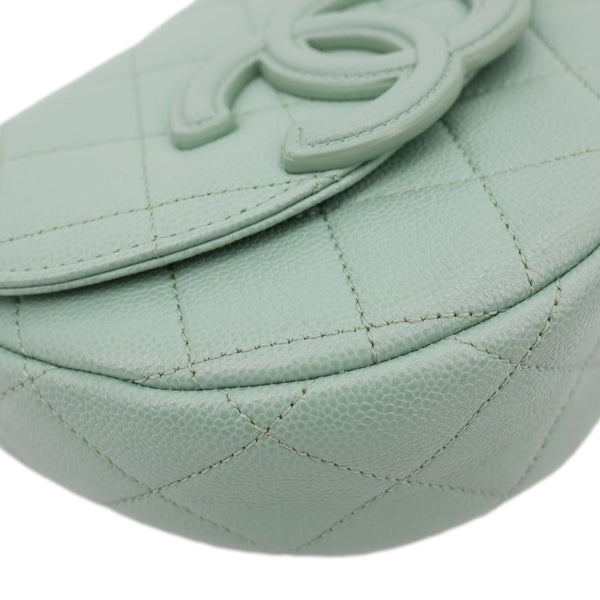 CHANEL Timeless Curved Flap Quilted Leather Chain Shoulder Bag Green