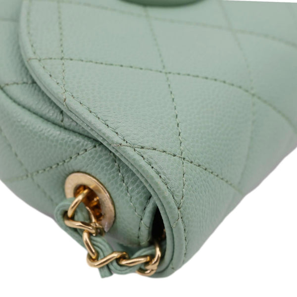 CHANEL Timeless Curved Flap Quilted Leather Chain Shoulder Bag Green