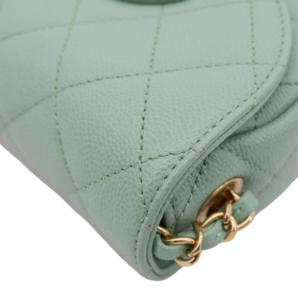 CHANEL Timeless Curved Flap Quilted Leather Chain Shoulder Bag Green