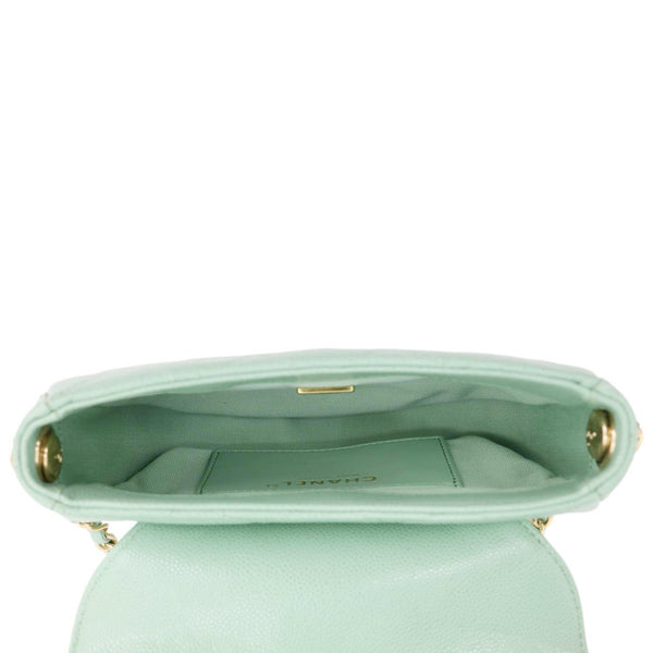 CHANEL Timeless Curved Flap Quilted Leather Chain Shoulder Bag Green