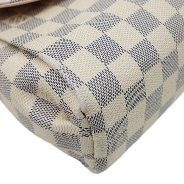 LOUIS VUITTON Croisette Damier Azur Satchel Crossbody Bag Rose Ballerine