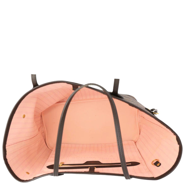 LOUIS VUITTON Neverfull MM Damier Ebene Tote Bag Rose Ballerine