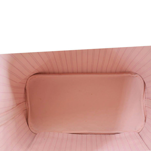 LOUIS VUITTON Neverfull MM Damier Ebene Tote Bag Rose Ballerine