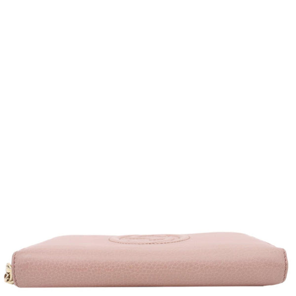 GUCCI Soho Pebbled Calfskin Zip Around Wallet Pink 308280