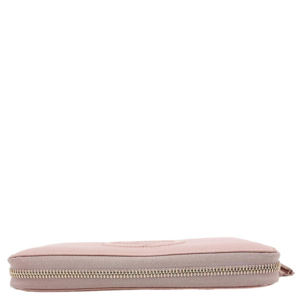GUCCI Soho Pebbled Calfskin Zip Around Wallet Pink 308280