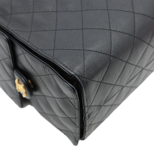 CHANEL 25 Medium Quilted Caviar Leather Chain Shoulder Bag Black