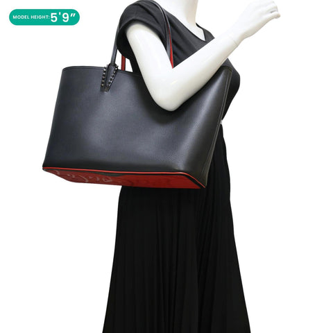 CHRISTIAN LOUBOUTIN Cabata Calfskin Leather Tote Bag Black