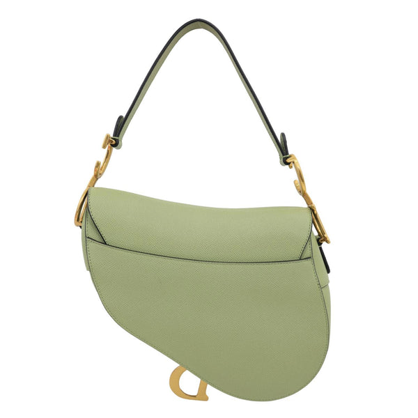CHRISTIAN DIOR Saddle Grained Calfskin Leather Shoulder Bag Green