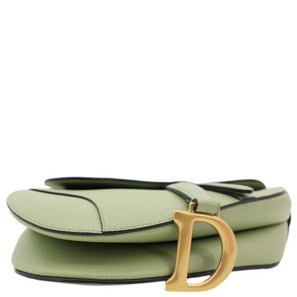 CHRISTIAN DIOR Saddle Grained Calfskin Leather Shoulder Bag Green