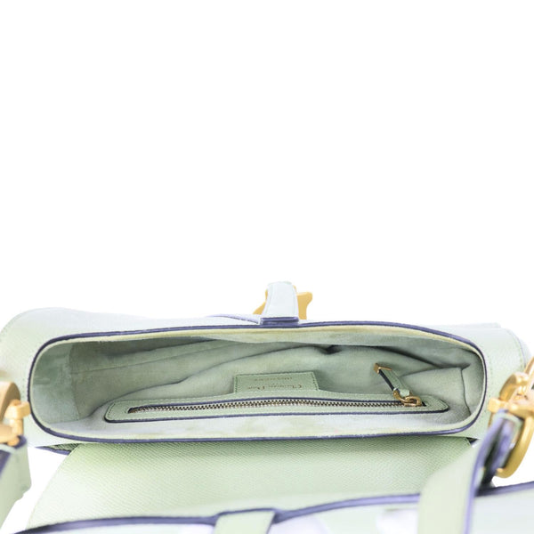 CHRISTIAN DIOR Saddle Grained Calfskin Leather Shoulder Bag Green