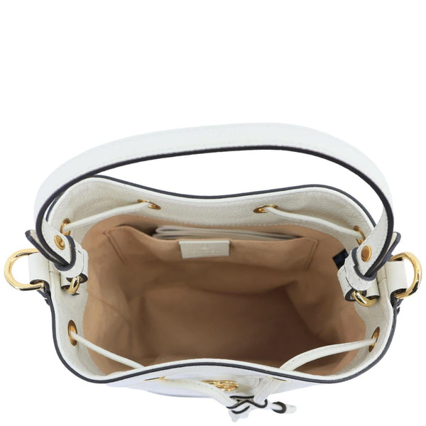 GUCCI GG Ophidia Marmont Leather Bucket Crossbody Bag Off White 610846
