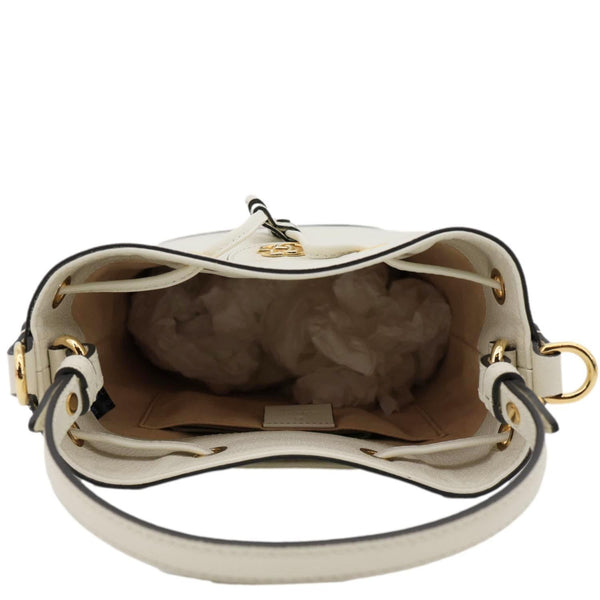 GUCCI GG Ophidia Marmont Leather Bucket Crossbody Bag Off White 610846