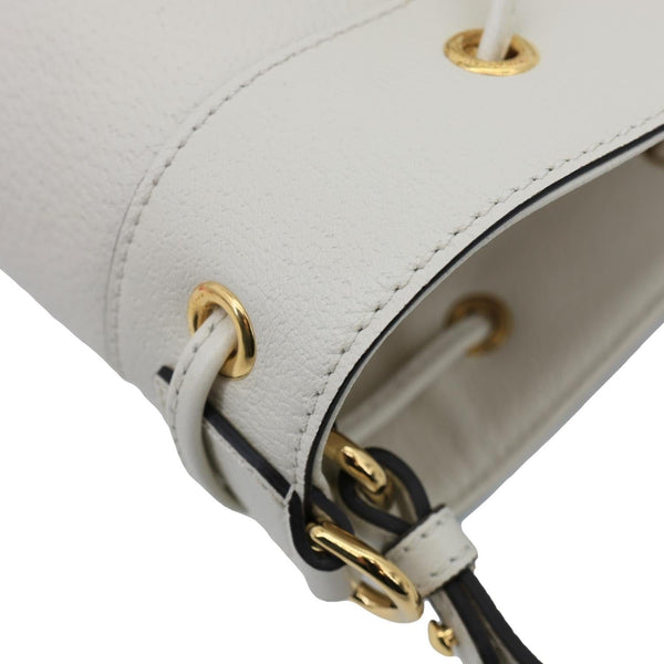 GUCCI GG Ophidia Marmont Leather Bucket Crossbody Bag Off White 610846