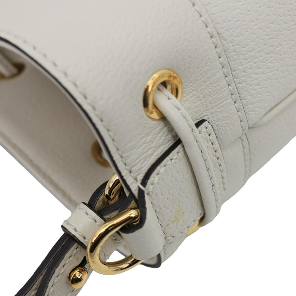 GUCCI GG Ophidia Marmont Leather Bucket Crossbody Bag Off White 610846