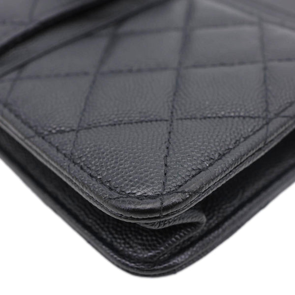 CHANEL CC Multi-Pocket In & Out Quilted Caviar Leather Chain Wallet Black