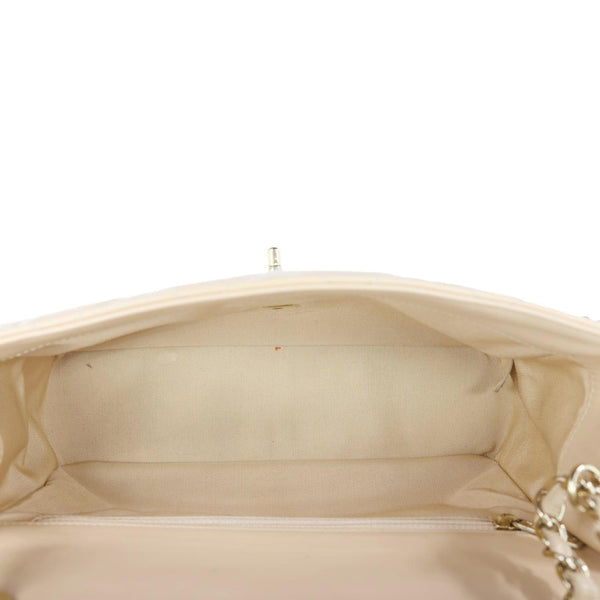 CHANEL Chain All Over Flap Medium Calfskin Crumpled Leather Crossbody Bag Beige
