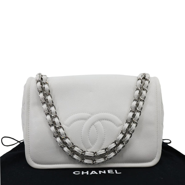 CHANEL Timeless Flap CC Caviar Leather Crossbody Bag White