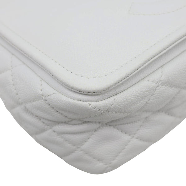 CHANEL Timeless Flap CC Caviar Leather Crossbody Bag White