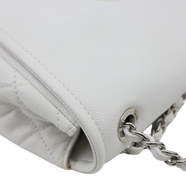 CHANEL Timeless Flap CC Caviar Leather Crossbody Bag White