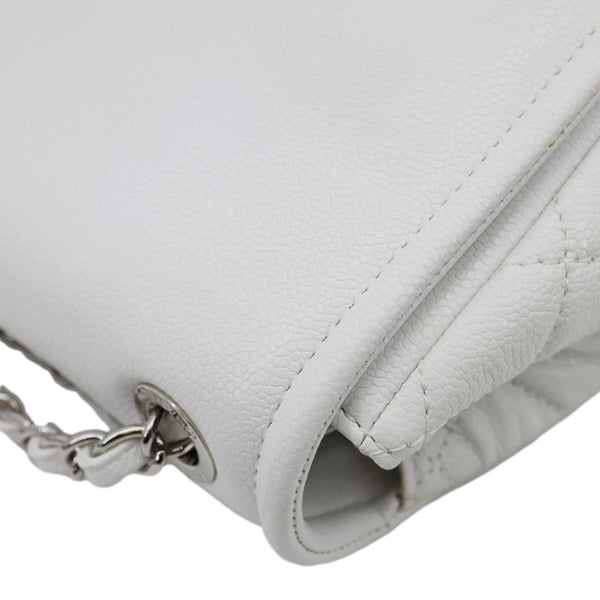 CHANEL Timeless Flap CC Caviar Leather Crossbody Bag White