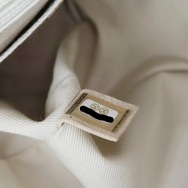 CHANEL Timeless Flap CC Caviar Leather Crossbody Bag White