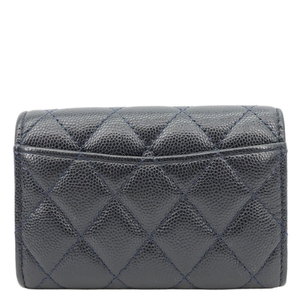 CHANEL Classic Flap Quilted Caviar Leather Card Holder Wallet Black