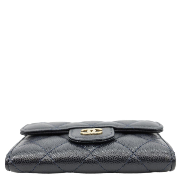 CHANEL Classic Flap Quilted Caviar Leather Card Holder Wallet Black