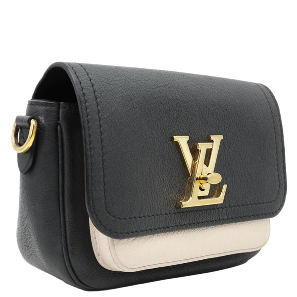 LOUIS VUITTON Lockme Tender Calfskin Leather Chain Shoulder Bag Black
