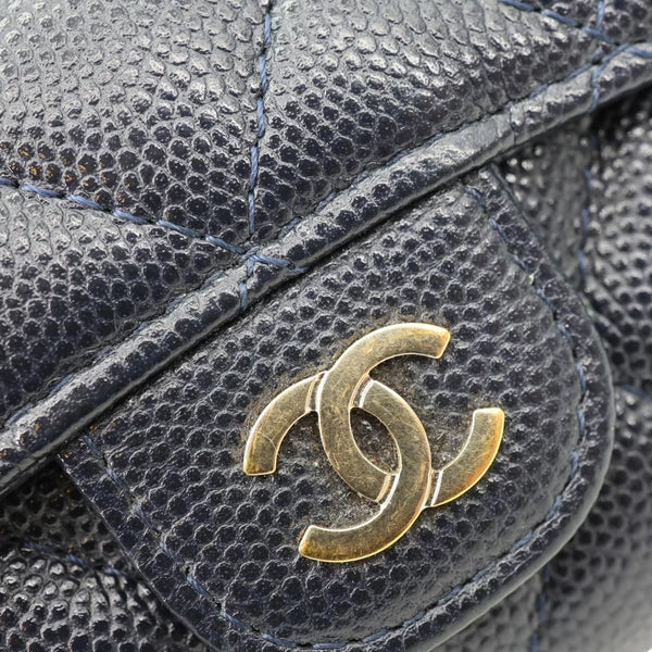 CHANEL Classic Flap Quilted Caviar Leather Card Holder Wallet Black