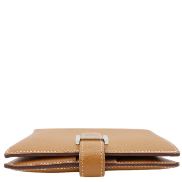 HERMES Bearn Leather Compact Wallet Brown