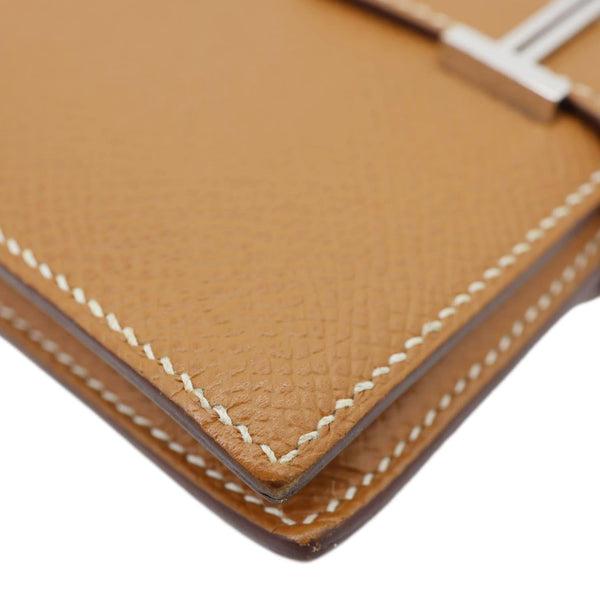 HERMES Bearn Leather Compact Wallet Brown