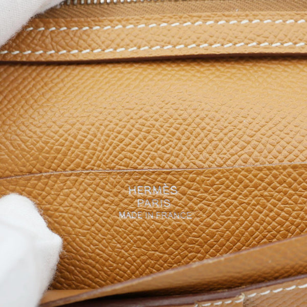 HERMES Bearn Leather Compact Wallet Brown
