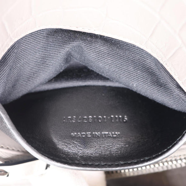 YVES SAINT LAURENT College Medium Crocodile Embossed Leather Satchel Bag Gray