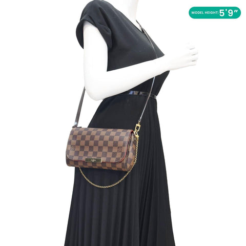 LOUIS VUITTON Favorite PM Damier Ebene Crossbody Bag Brown