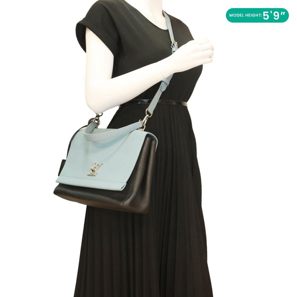 LOUIS VUITTON Lockme II Leather Top Handle Shoulder Bag Light Blue