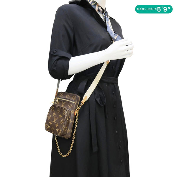 LOUIS VUITTON Utility Phone Sleeve Monogram Canvas Crossbody Bag Brown