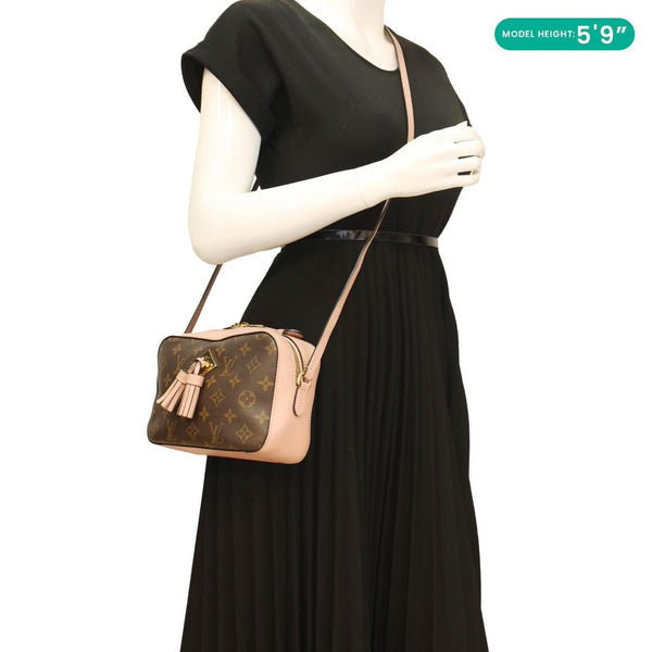 LOUIS VUITTON Saintonge Monogram Canvas Crossbody Bag Pink