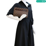LOUIS VUITTON Saint Louis Damier Ebene Pochette Clutch Bag Brown