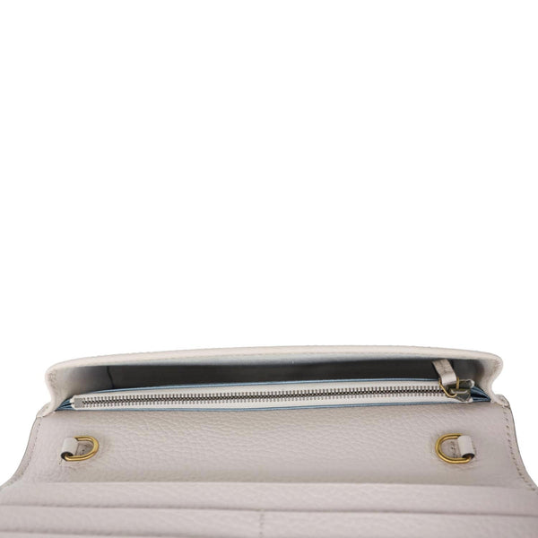 GUCCI Interlocking G Leather Chain Wallet Beige 746056