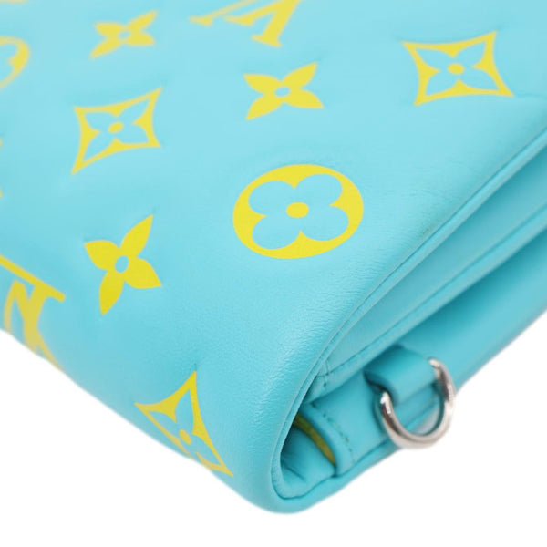 LOUIS VUITTON Coussin Pochette Monogram Embossed Leather Crossbody Bag Ice Blue