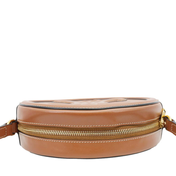 CELINE Triomphe Oval Calfskin Cuir Shoulder Bag Tan