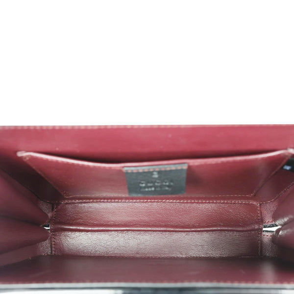 GUCCI Sylvie 1969 Mini Patent Leather Top Handle Crossbody Bag Black 589479