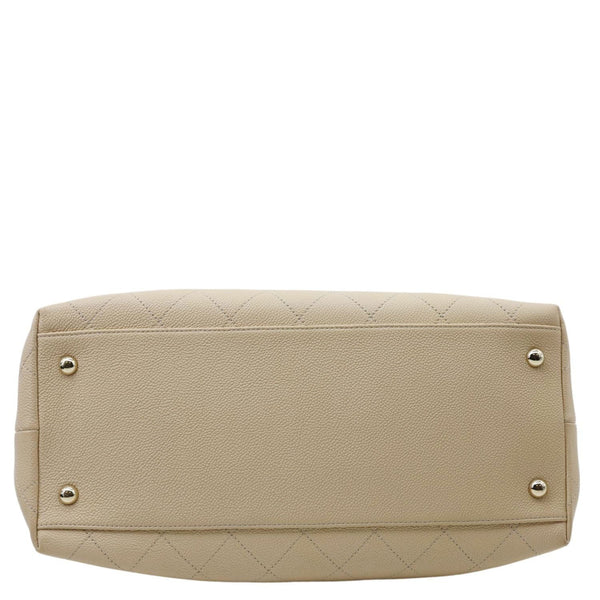 CHANEL Zip Carry Crumpled Grained Calfskin leather Shopping Tote Bag Beige