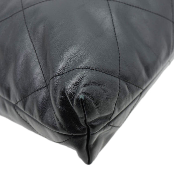 CHANEL 22 Small Shiny Calfskin Leather Chain Crossbody Bag Black