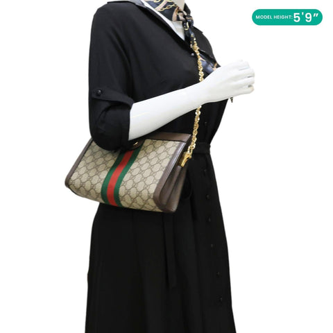 GUCCI GG Ophidia Supreme Canvas Web Chain Shoulder Bag Beige 503877