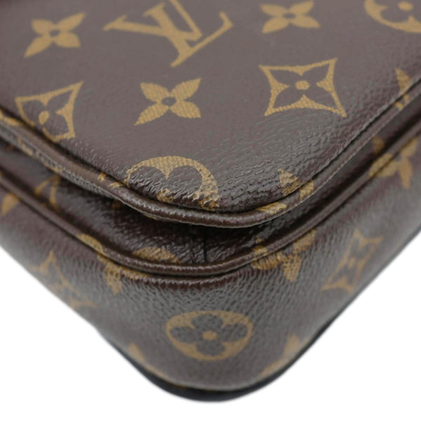 LOUIS VUITTON Braided Metis Pochette Monogram Canvas Crossbody Bag Brown
