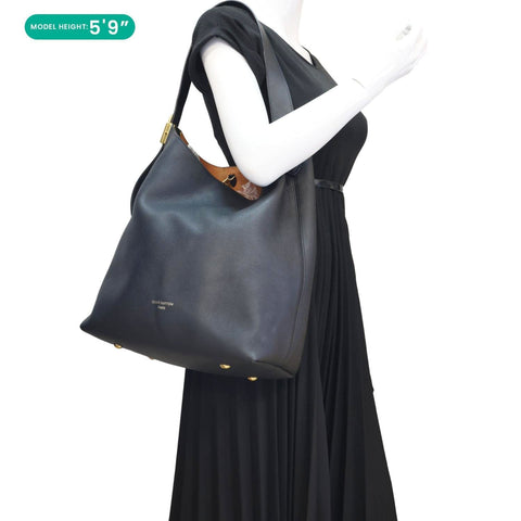 LOUIS VUITTON Low Key MM Grained Calfskin Leather Hobo Bag Black