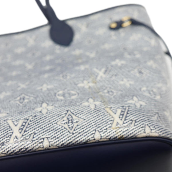 LOUIS VUITTON Neverfull MM Denim Monogram Jacquard Tote Bag Grey
